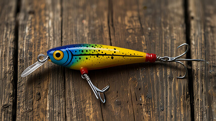 Vibrant Fishing Lure with Blue, Yellow, and Red Colors

