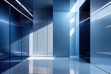Fototapeta premium Bold Navy and Reflective Powder Blue Backdrop in Fresh 3D Design