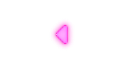 Caret left icon glowing neon on transparent background