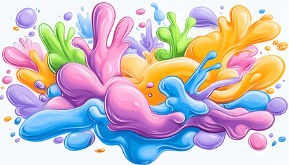 Obraz premium Colorful paint splashes, vibrant, abstract art