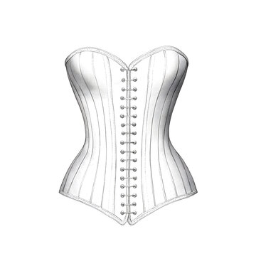 Vintage Corset Illustration. Detailed engraving showcasing classic fashion. Design features symmetrical lacing.