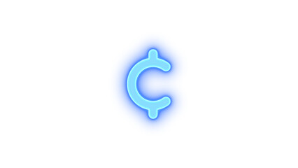 Cent sign icon glowing neon on transparent background