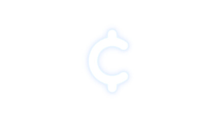 Cent sign icon glowing neon on transparent background