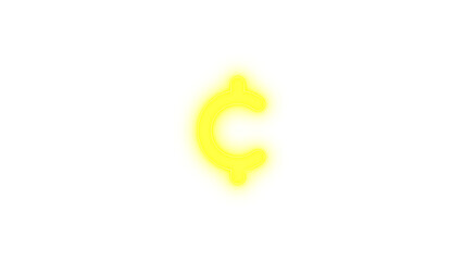 Cent sign icon glowing neon on transparent background