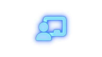 Chalkboard user icon glowing neon on transparent background