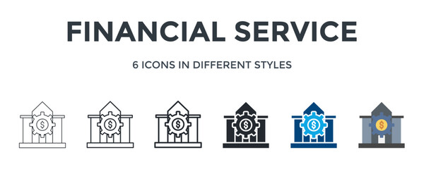 Fototapeta premium Financial Service Icon In Different Style Vector Illustration. Designed In Thin Line, Regular Line, Bold Line, Glyph, Color Fill, And Flat Style Can Be Used For Web