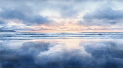 Obraz premium Serene Ocean Sunset with Blue and Orange Hues