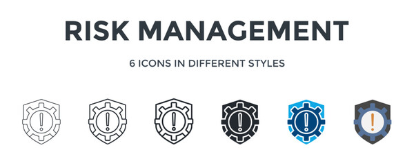 Risk Management  Icon In Different Style Vector Illustration. Designed In Thin Line, Regular Line, Bold Line, Glyph, Color Fill, And Flat Style Can Be Used For Web
