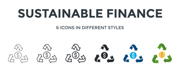 Sustainable Finance  Icon In Different Style Vector Illustration. Designed In Thin Line, Regular Line, Bold Line, Glyph, Color Fill, And Flat Style Can Be Used For Web