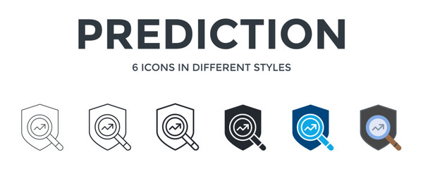 Prediction  Icon In Different Style Vector Illustration. Designed In Thin Line, Regular Line, Bold Line, Glyph, Color Fill, And Flat Style Can Be Used For Web