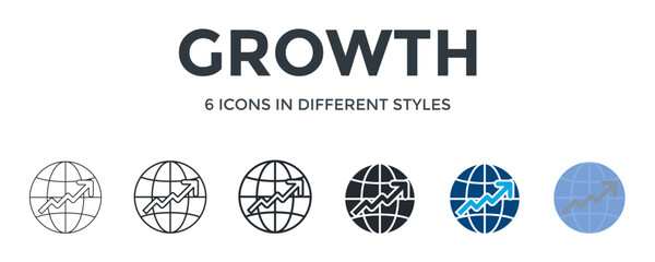 Growth  Icon In Different Style Vector Illustration. Designed In Thin Line, Regular Line, Bold Line, Glyph, Color Fill, And Flat Style Can Be Used For Web