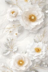 Beautiful white floral blossoms with subtle golden leaf accents
