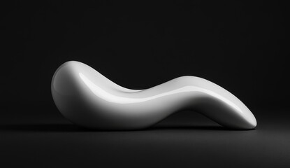 Obraz premium Modern white chaise lounge, studio shot, black background, interior design