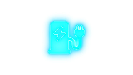 Charging station icon glowing neon on transparent background