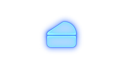 Cheese icon blue color glowing neon on transparent background
