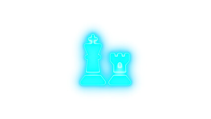 Chess icon cyan color glowing neon on transparent background
