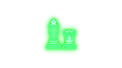 Chess icon green color glowing neon on transparent background