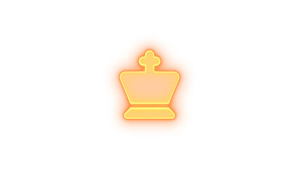 Chess king icon brown color glowing neon on transparent background