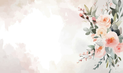 Elegant Wedding Timeline Design with Watercolor Floral Illustration for Invitations