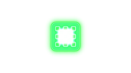 Chess board icon green color glowing neon on transparent background