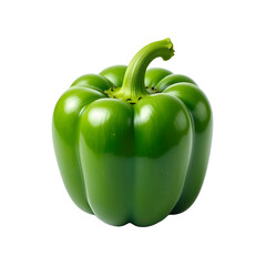 Fresh Green Bell Pepper, Isolated on White Background
