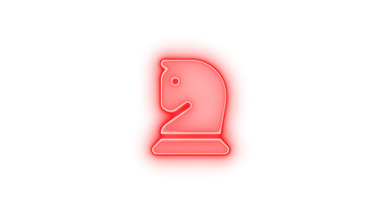 Chess knight icon glowing neon on transparent background