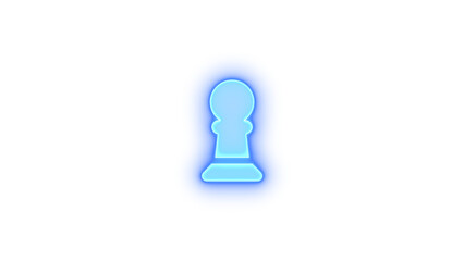 Chess pawn icon glowing neon on transparent background