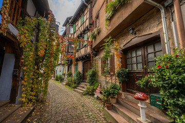 Fototapeta premium Eguisheim is a medieval village in France’s Alsace wine region, France