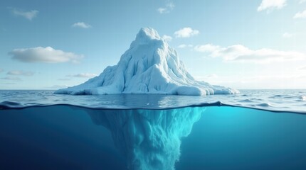 Majestic iceberg with underwater reflection in serene ocean scene