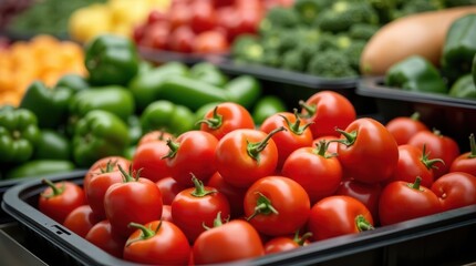 Fresh organic vegetables assorted in market display for healthy eating