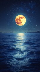 Ocean illuminated by moonlight glow high resolution picture
