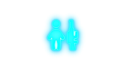 Child combatant icon glowing neon on transparent background