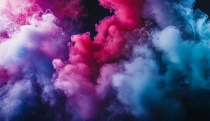 Naklejka premium Colorful smoke clouds on black background