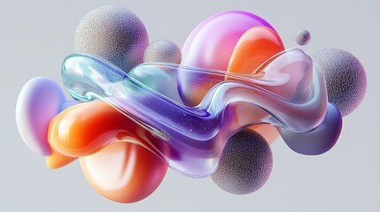 abstract fluid shapes cinema4d render matte texture spheres organic human form lighting white background colors