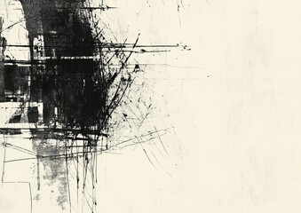 Abstract ink and paint textured background with graphic lines