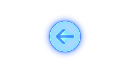 Circle arrow left icon glowing neon on transparent background