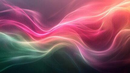 Fototapeta premium Abstract Pink and Green Waves: A Serene Digital Artwork