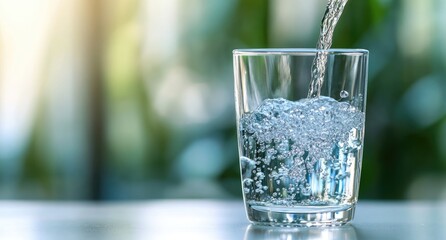 Pouring Water Into Glass Outdoors