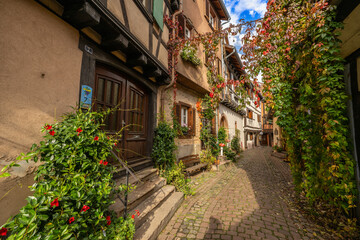 Fototapeta premium Eguisheim is a medieval village in France’s Alsace wine region, France