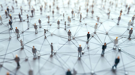 Representación conceptual de red social con figuras humanas conectadas