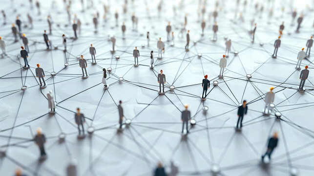 Representaci&oacute;n conceptual de red social con figuras humanas conectadas