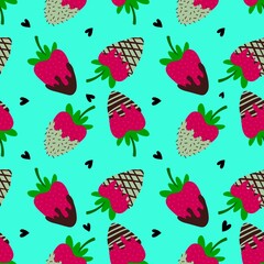 Summer fruits seamless strawberries pattern for wrapping paper and fabrics and kids clothes print and fashion textiles