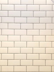 Obraz premium white tile ceramics of a bathroom wall. Building materials