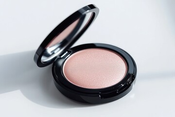 Open blush compact, soft pink hue