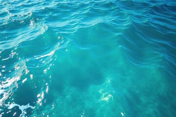Obraz premium blue turquoise water texture of the ocean sea with foam from and waves , ocean wave texture, foamy water, oceanic elements