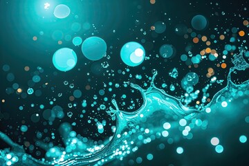 Dynamic Teal Gradient with Striking Bokeh Highlights and Shimmering Effects