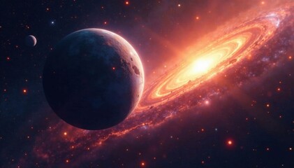 Obraz premium Celestial body orbiting a massive star in a distant galaxy , night sky, universe