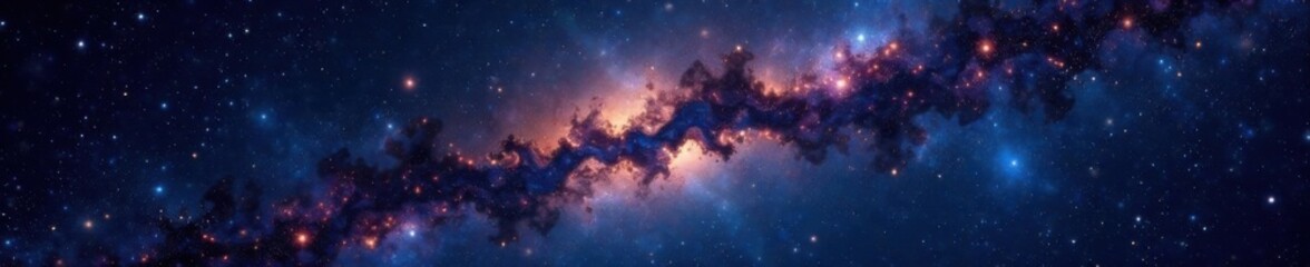 Obraz premium Celestial canvas with twinkling stars against inky blackness, darkness, cosmos