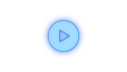 Circle play icon glowing neon on transparent background