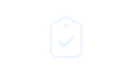Clipboard check icon white color glowing neon on transparent background